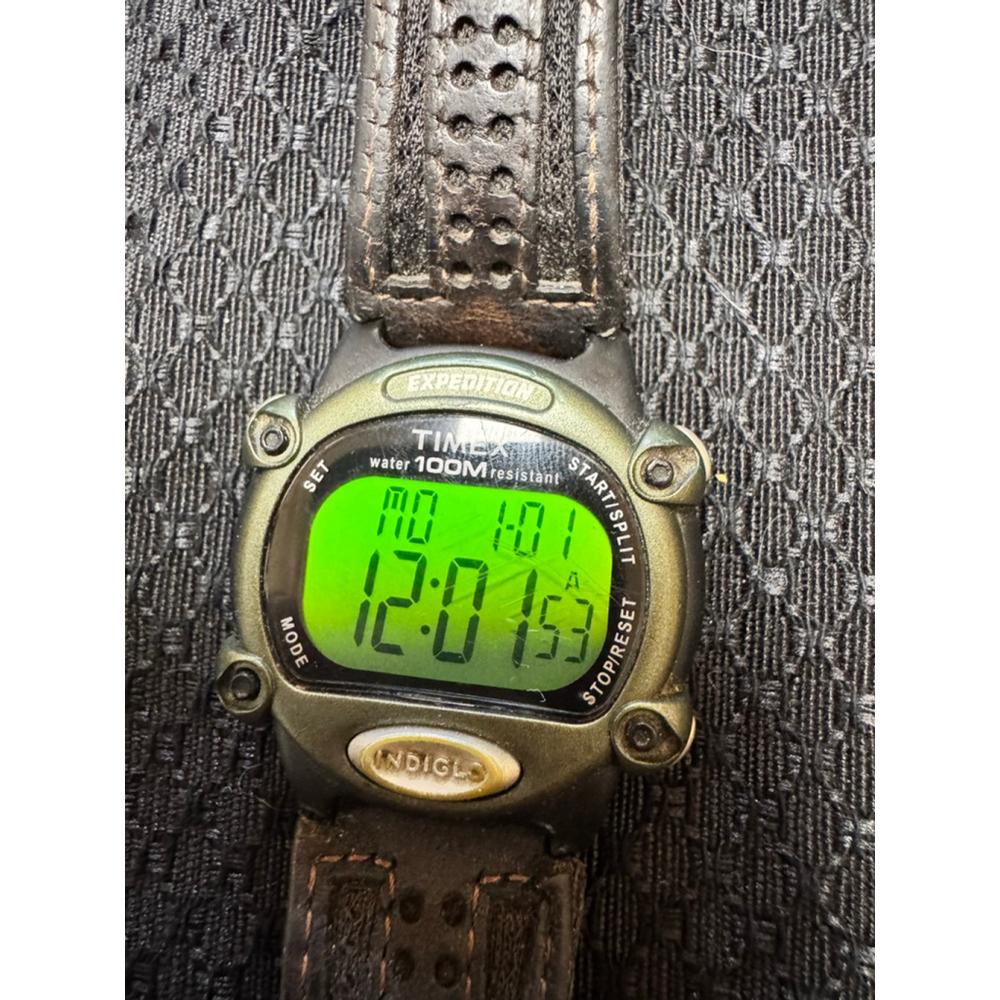 Timex Expedition Watch Mens Vintage Chronograph Timer 3 Alarms
